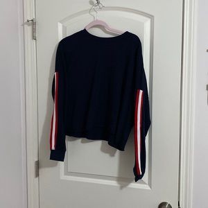 Garage Navy Cropped Red and White Striped sweatshirt